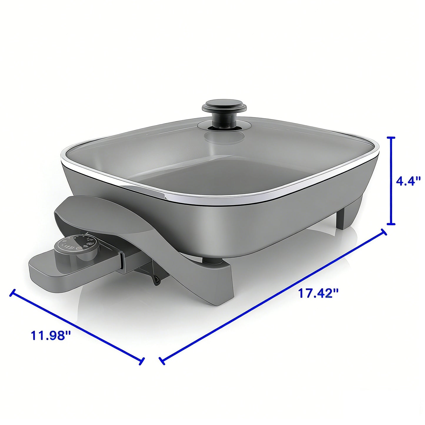 Electric Rectangular Nonstick Skillet with Adjustable Temperature