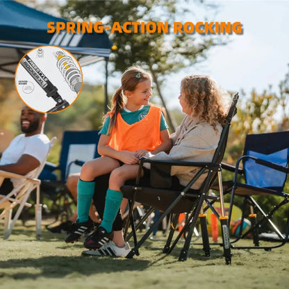 Quick-Fold Portable Rocking Chair with Storage Pocket & Cup Holder