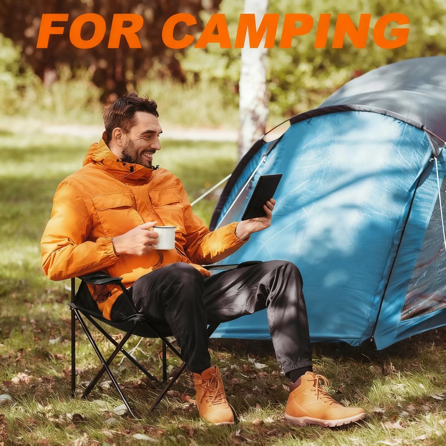 2 Pack Folding Camping Chairs, 250LBS Capacity & Portable