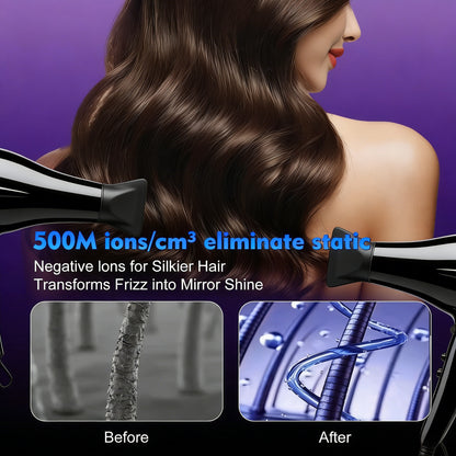 High-Speed Low-Noise Ionic Hair Dryer with Magnetic Attachments