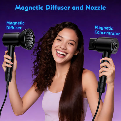 High-Speed Low-Noise Ionic Hair Dryer with Magnetic Attachments