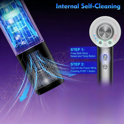 High-Speed Low-Noise Ionic Hair Dryer with Magnetic Attachments