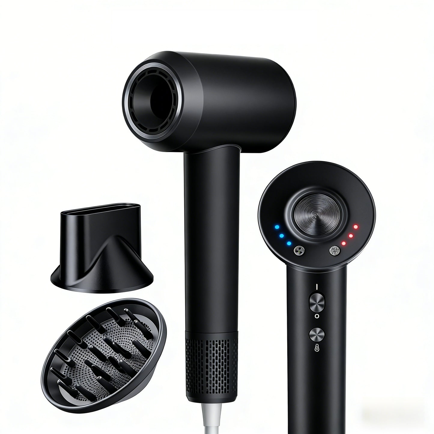 High-Speed Low-Noise Ionic Hair Dryer with Magnetic Attachments