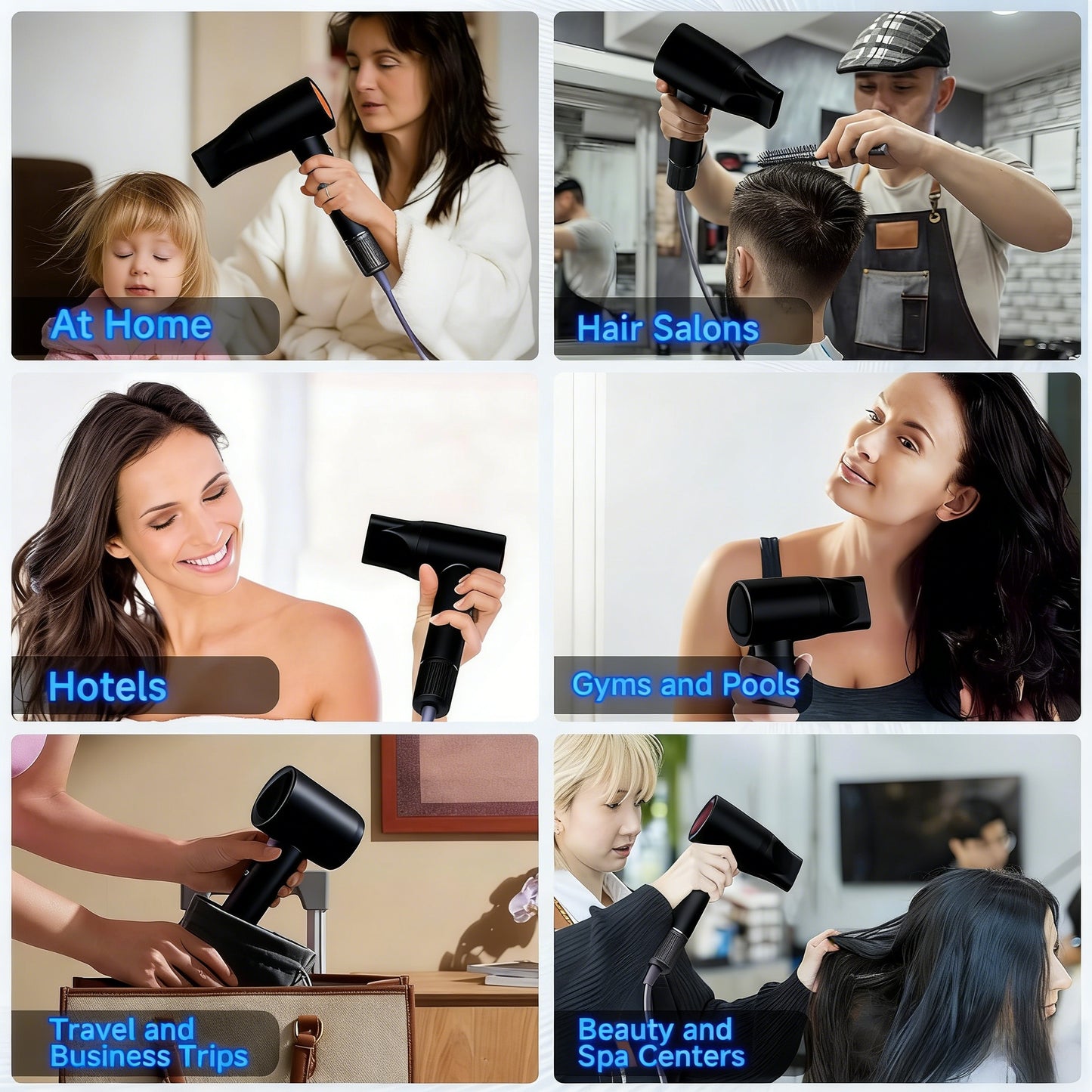Multi-Scenario Quiet Ionic Hair Dryer with Styling Attachments