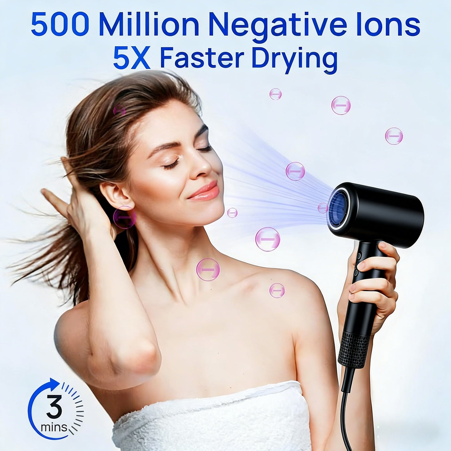 Ultra-Quiet Ionic Hair Dryer with Fast Drying & Magnetic Attachments