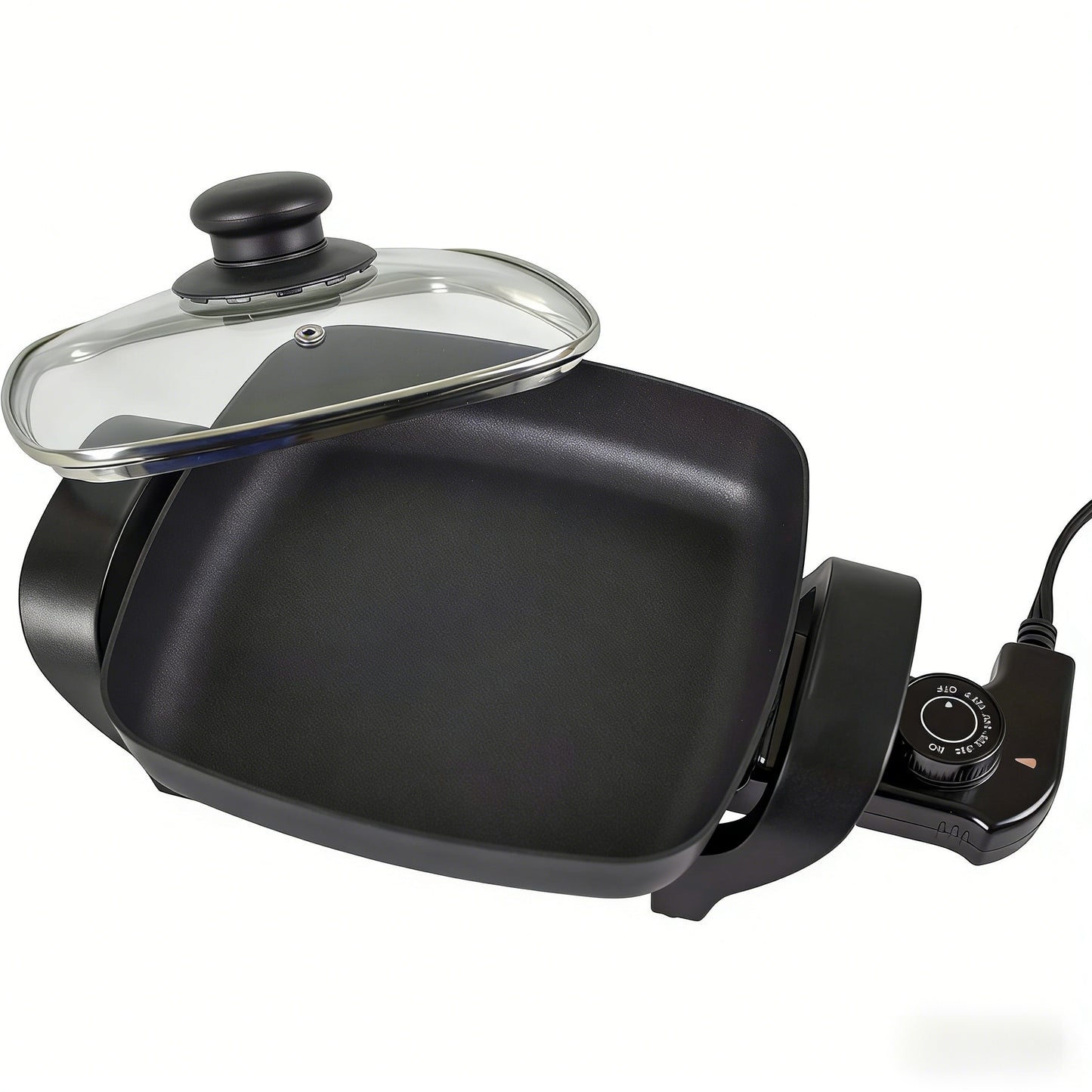 Electric Nonstick Square Skillet with Glass Lid