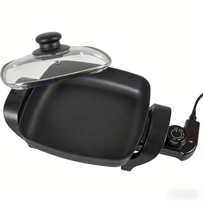 Electric Nonstick Square Skillet with Glass Lid