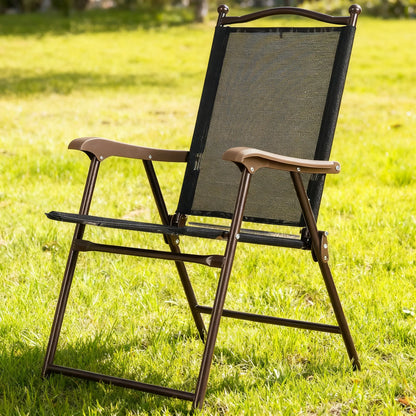 2-Pack Outdoor Folding Chairs, Metal Frame & Sling Back, Instant Setup