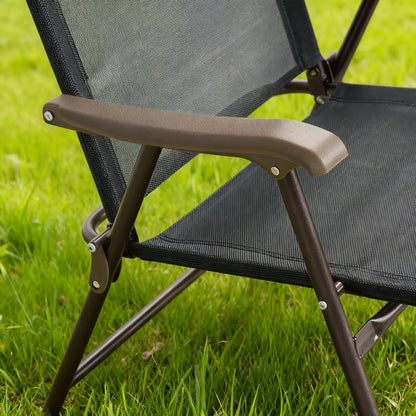 2-Pack Outdoor Folding Chairs, Metal Frame & Sling Back, Instant Setup