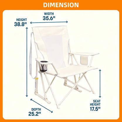 Quick-Fold Portable Rocking Chair with Storage Pocket & Cup Holder