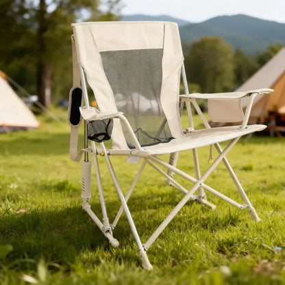 Quick-Fold Portable Rocking Chair with Storage Pocket & Cup Holder