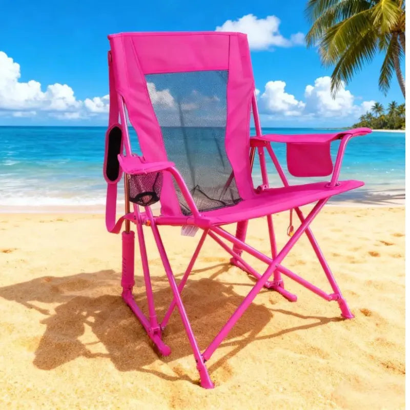 Quick-Fold Portable Rocking Chair with Storage Pocket & Cup Holder