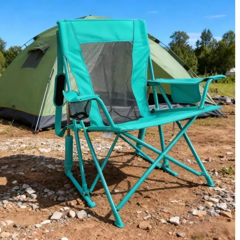 Quick-Fold Portable Rocking Chair with Storage Pocket & Cup Holder